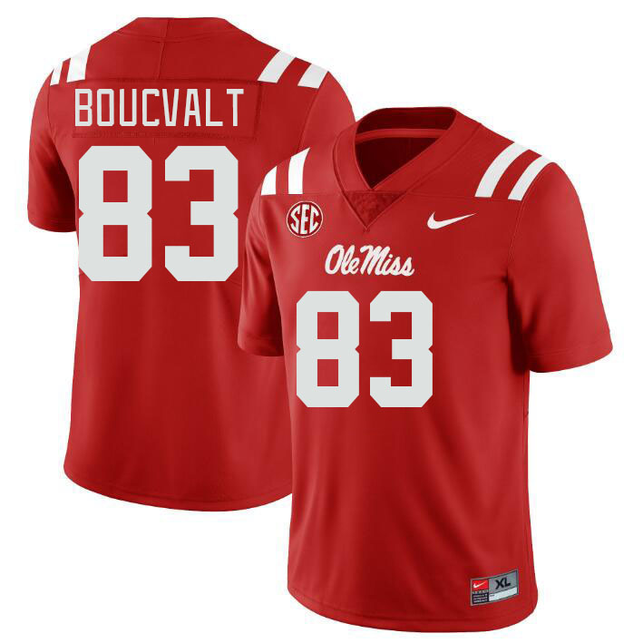 Men #83 Lex Boucvalt Ole Miss Rebels College Football Jerseys Stitched Sale-Red